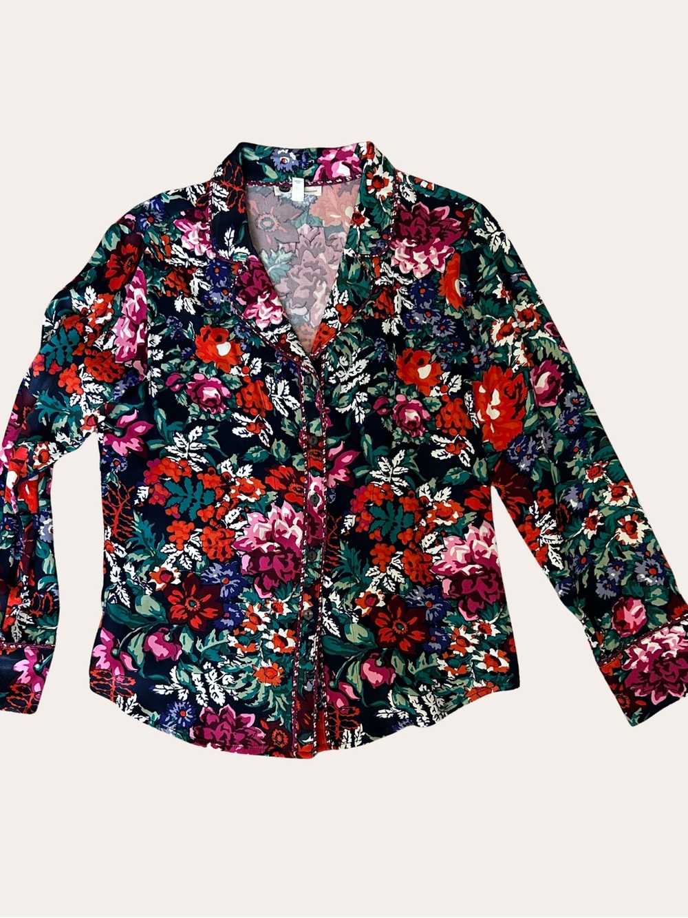 Floreat Anthropologie Button-Front PJ Long Sleeve Top Size XS